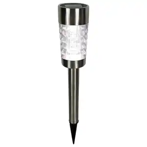 LED-Solarleuchte Fackel mit Erdspieß Silber 3 Stück