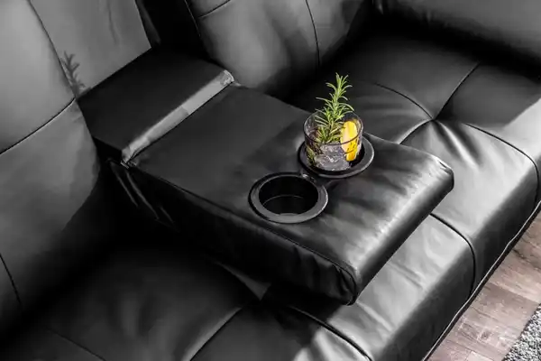 Bild 3 von Schlafsofa mit Bettfunktion & zusammenklappbaren Getränkehalter, ca. 169 x 83 x 71,5 cm - Schwarz