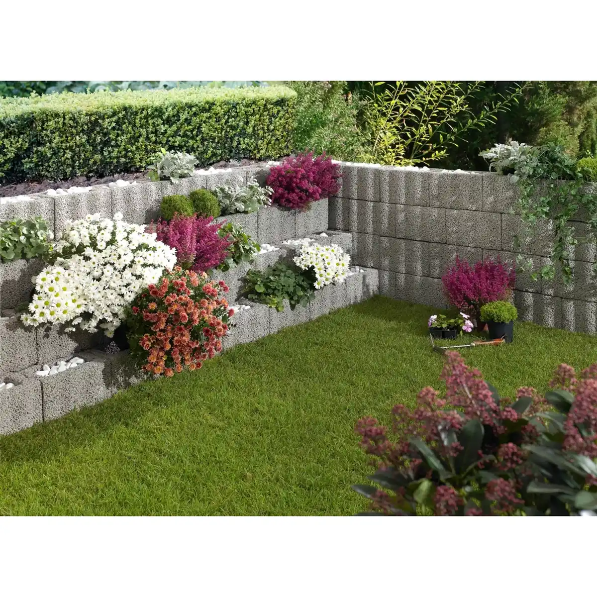 Bild 4 von Pflanzstein Wellino Grau 30 cm x 20 cm x 20 cm