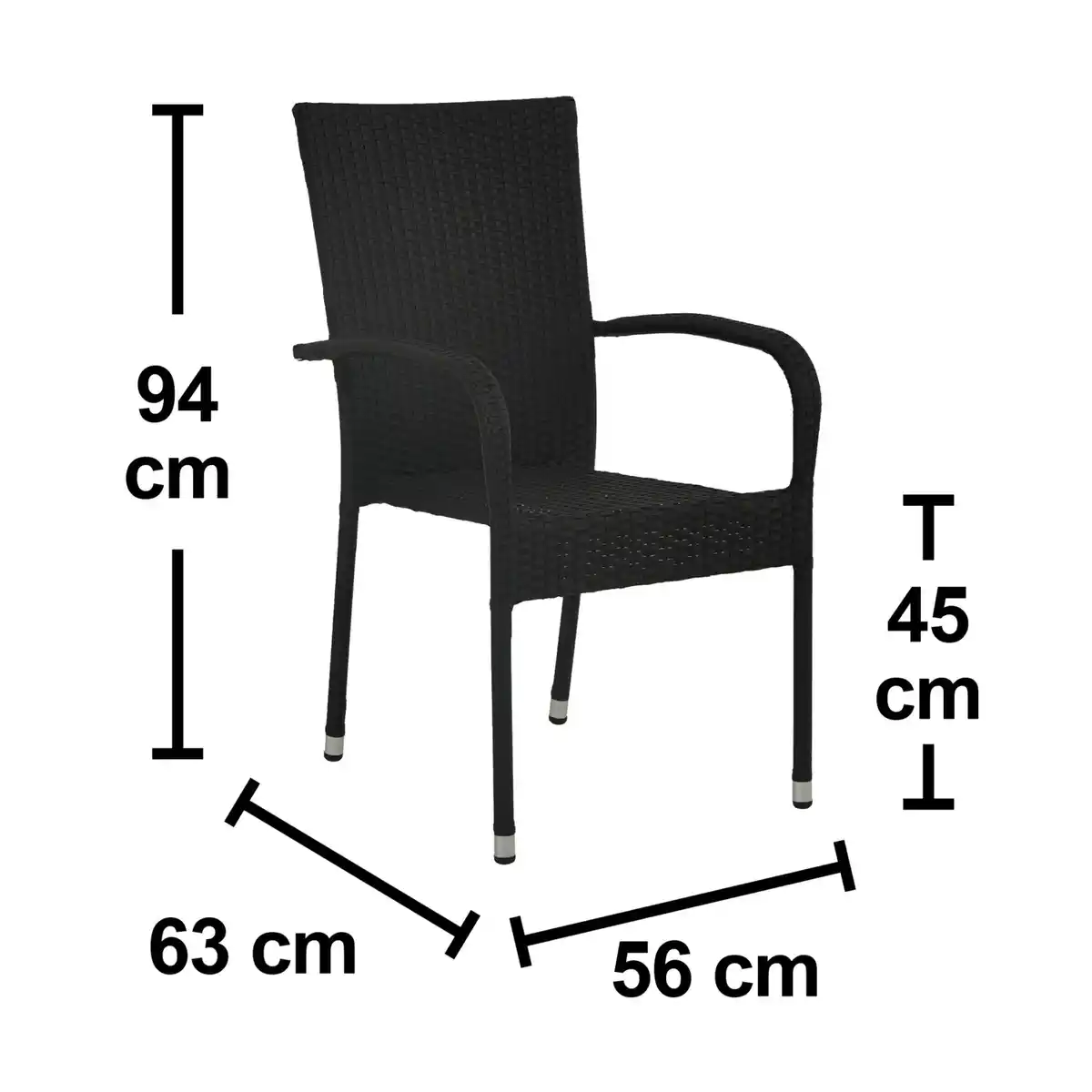 Bild 2 von Stapelstuhl Soncor Stahl mit Armlehnen Schwarz