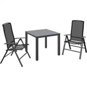 Sitzgruppe Vigo Harris 3-tlg. Aluminium Grau-Schwarz