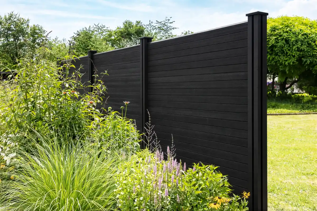 Bild 3 von WPC-Sichtschutzzaun CORTEZA - 5x Element + 6x Pfosten - Schwarz