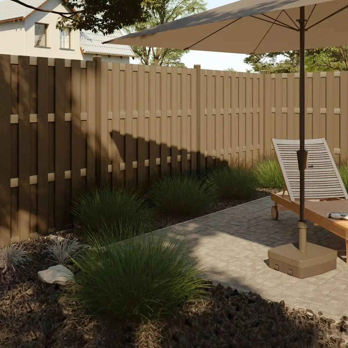 Bild 2 von Sichtschutzzaun-Element WPC Aluminium Sandfarben 180 cm x 180 cm