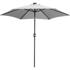 Sonnenschirm Wando Ø 270 cm Grau mit Kurbel und LED-Beleuchtung