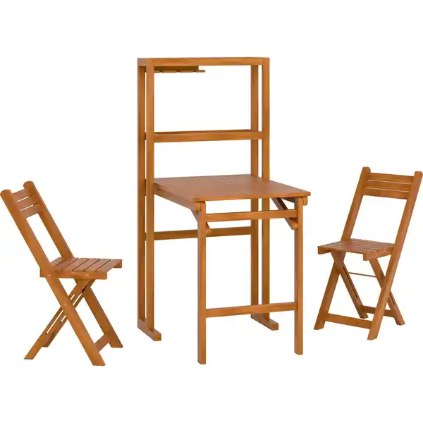 Bild 1 von Balkonmöbel-Set Marmora mit Regalfunktion 3-tlg. Akazie Geölt