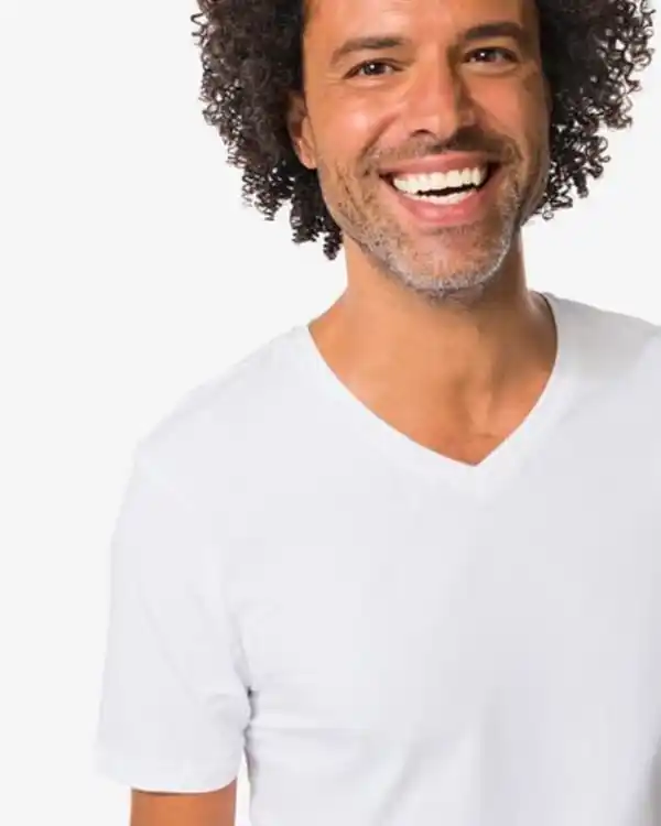 Bild 4 von Herren-T-Shirts, Slim Fit, V-Ausschnitt, extra lang – 2 Stück weiß