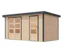 Bild 1 von Karibu Gerätehaus »Mars« mit 2 Räumen und Metalldach, 19 mm, naturfarben