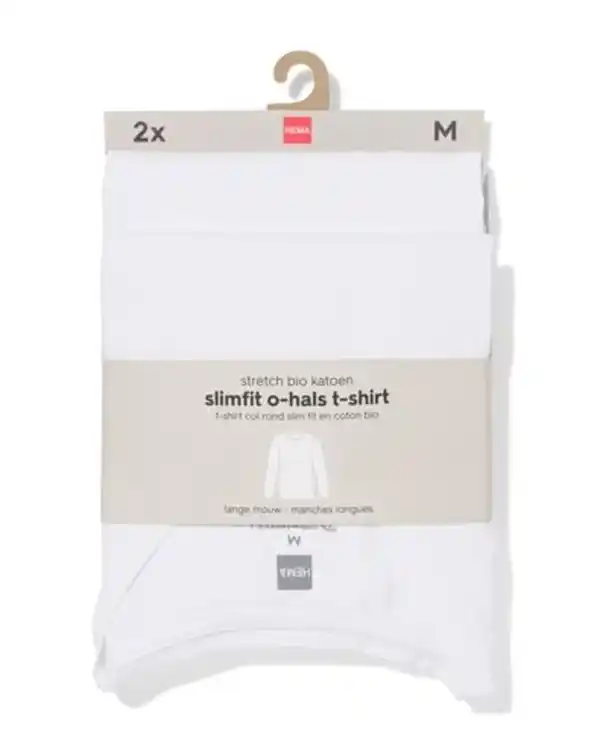 Bild 3 von Herren-T-Shirts, Langarmmodell, Slim Fit, O-Ausschnitt – 2 Stück weiß