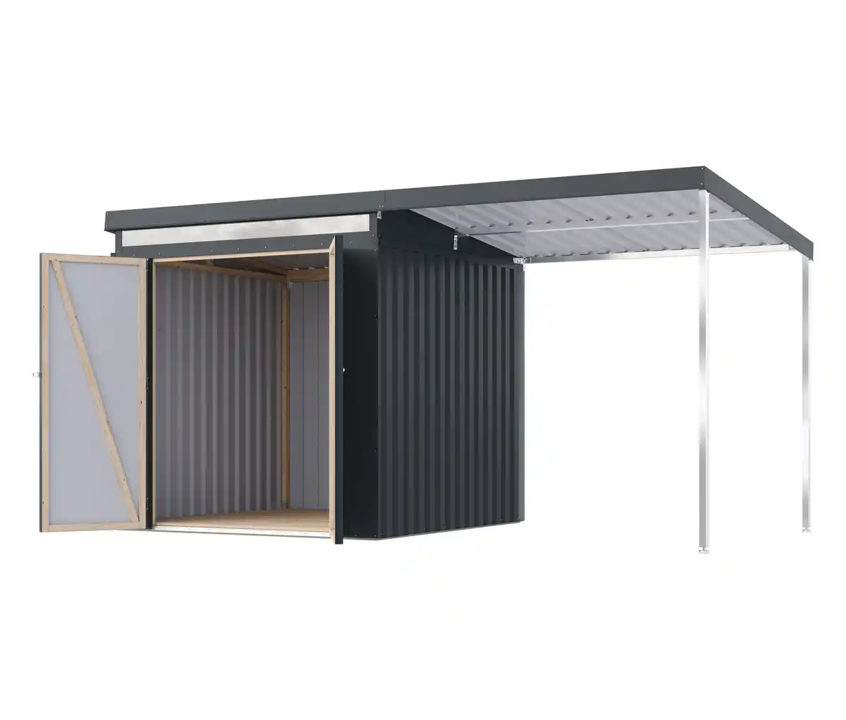 Bild 1 von Karibu Metall-Gerätehaus »Anuke 2« mit 2-m-Anbaudach