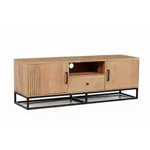 Livetastic Lowboard, Natur, Metall, Akazie, 2-Schicht,vollmassiv, Holz, 3 Fächer, 1 Schublade(n) Schubladen, 160x55x40 cm, Holzmöbel, Kleinmöbel Holz, Holzkommoden, Lowboards Holz