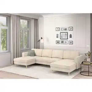 Trendmanufaktur Wohnlandschaft, Creme, Textil, Buche, 6-Sitzer, U-Form, 306x161 cm, Made in Europe, Stoffauswahl, Rücken echt, Armteil links, rechts, Wohnzimmer, Sofas & Couches, Wohnlandschaften, W