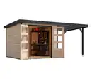 Bild 1 von Karibu Gerätehaus »Venus B« mit Metalldach und Anbaudach, 19 mm, naturfarben