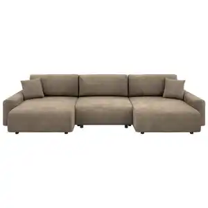 Stylife Wohnlandschaft, Braun, Textil, 5-Sitzer, Füllung: Silikon, Schaumstoffflocken,Silikon, Schaumstoffflocken, U-Form, 337x168 cm, Wohnzimmer, Sofas & Couches, Wohnlandschaften, Wohnlandschaften