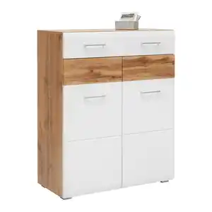 Schuhschrank in Weiß/Eichefarben