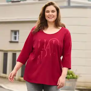 Damen-Langarmshirt mit Frontaufdruck, große Größen