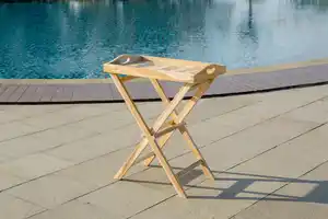 Gartenbeistelltisch Naturfarben Teakholz, Naturfarben