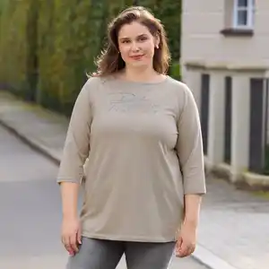 Damen-Langarmshirt mit U-Bootausschnitt, große Größen