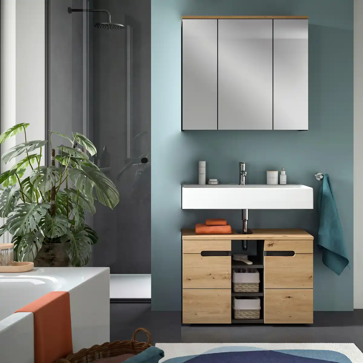 Bild 1 von Badezimmer Canu 2-tlg. ca. 80 cm Eiche/Grau, Eiche Artisan