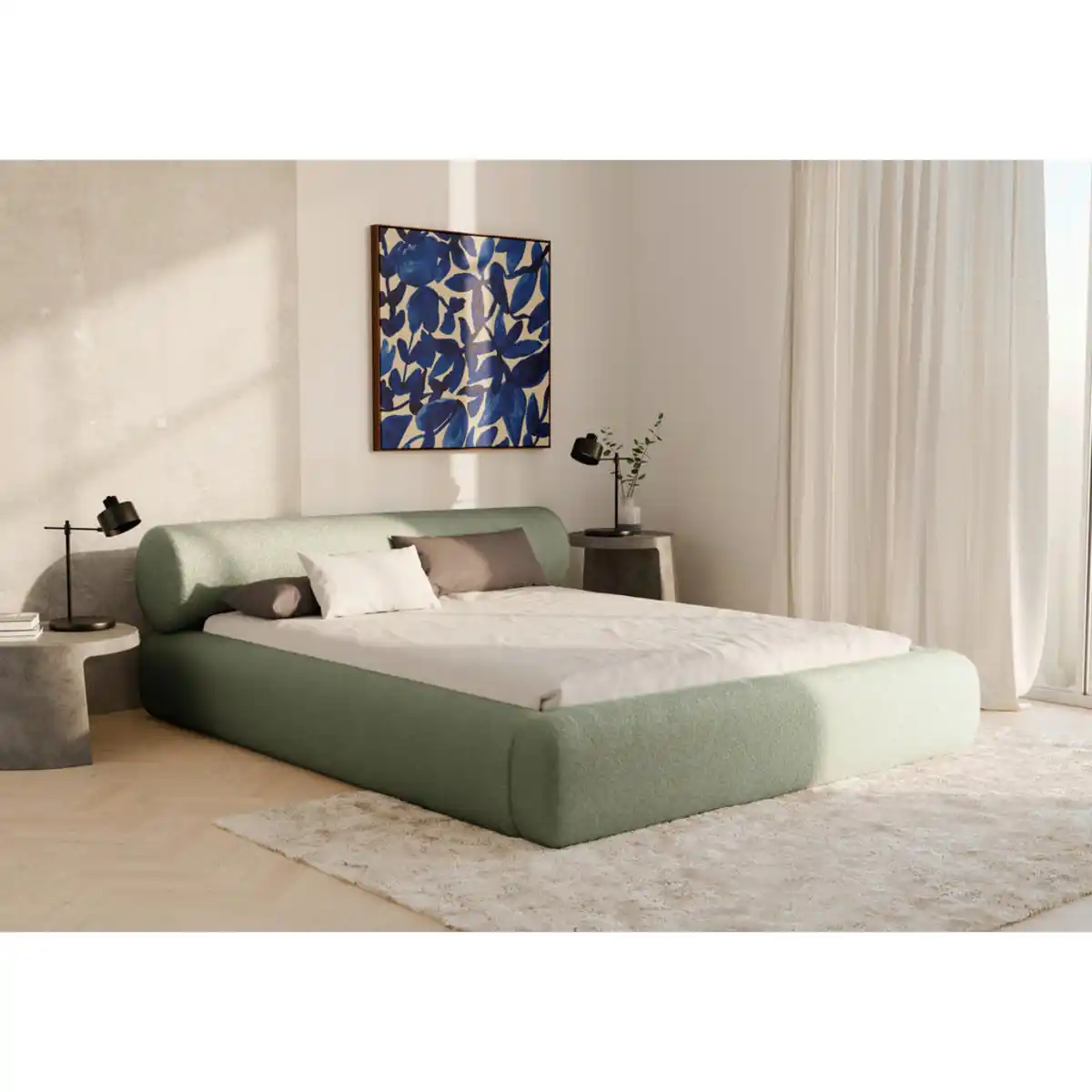 Bild 1 von Chameo Polsterbett, Grün, Holz, Metall, Birke, Schichtholz, 160x200 cm, Bettkasten, gepolstertes Kopfteil, in verschiedenen Größen erhältlich, Schlafzimmer, Betten, Polsterbetten