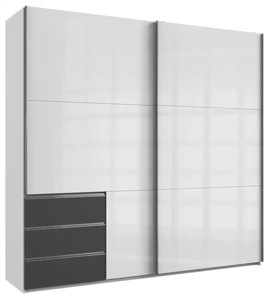 Bild 1 von Schwebetürenschrank Level 36D ca. 250 cm Graphitfarben/Weiß, Graphitfarben, Weiß Hochglanz