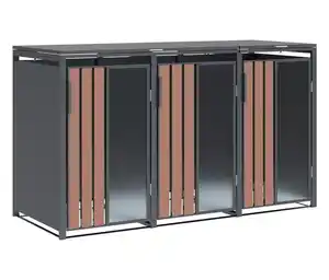 Mülltonnenbox, Holzoptik, 3er