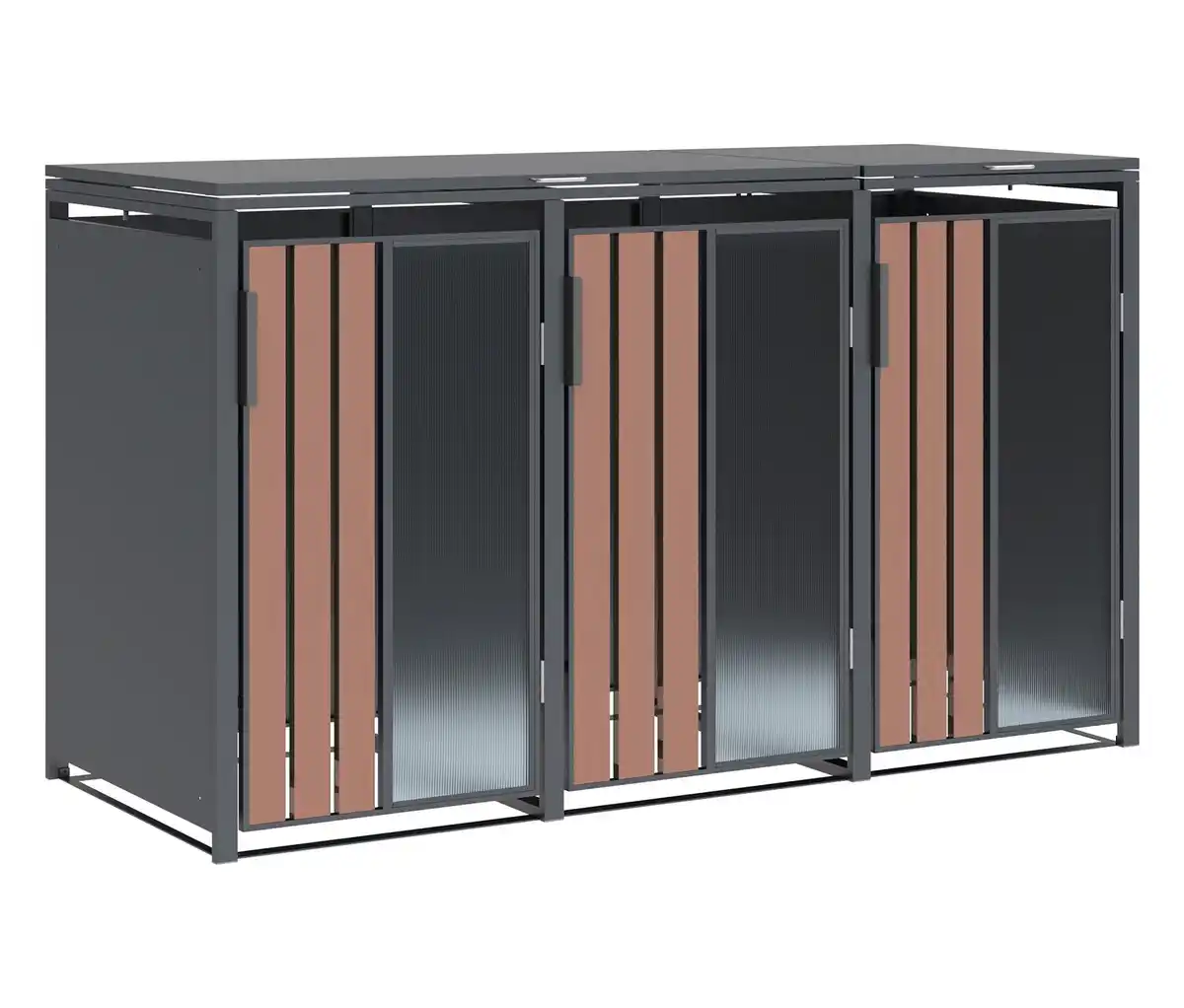 Bild 1 von Mülltonnenbox, Holzoptik, 3er