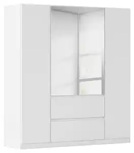 Drehtürenschrank Nidda Silberfarben, Weiß, Silberfarben, Weiß