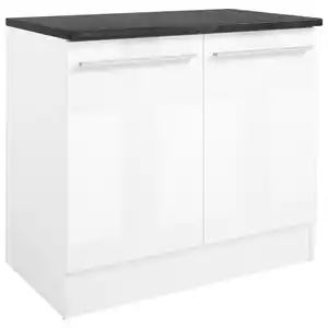 Mid.you Spülenunterschrank, Weiß, Weiß Hochglanz, Kunststoff, einzeln stellbar, 100x90x60 cm, Küchen, Küchenmöbel, Küchenschränke, Küchenunterschränke