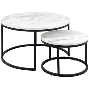 Mid.you Couchtisch Spiro, Schwarz, Weiß, Metall, Holzwerkstoff, rund, eckig, 80x45x80 cm, Wohnzimmer, Wohnzimmertische, Couchtische