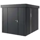 Bild 1 von Gerätehaus, Anthrazit, Metall, 229x220x277 cm, innenseitige Entriegelungsmöglichkeit, wartungsfrei, Dachvorsprung, ohne Boden, Türe mit Gasdruckfeder, umfangreiche Grundausstattung, integrierter W