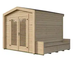 Weka Gartenhaus mit Sitzlaube, 28 mm, naturfarben