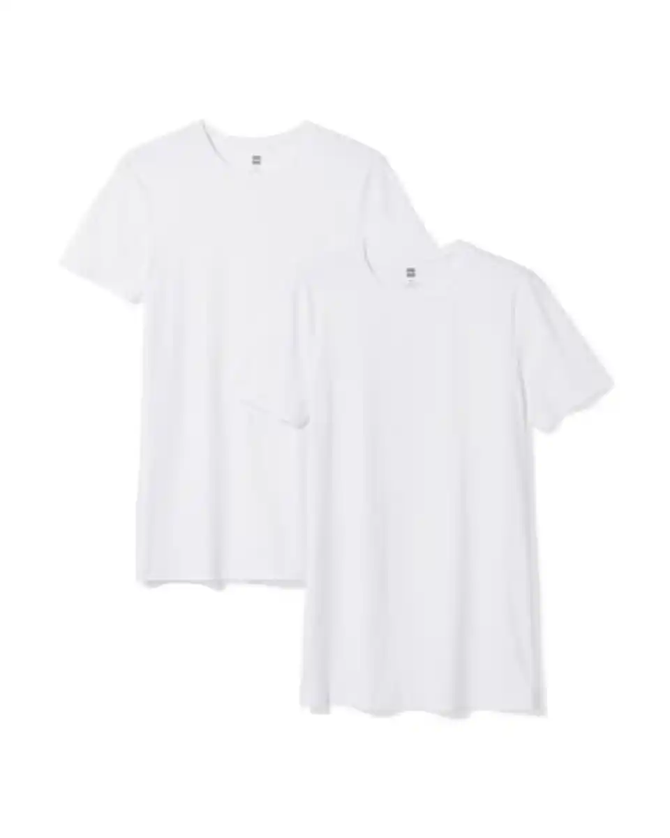 Bild 2 von Herren-T-Shirts, Slim Fit, O-Ausschnitt, extra lang – 2 Stück weiß