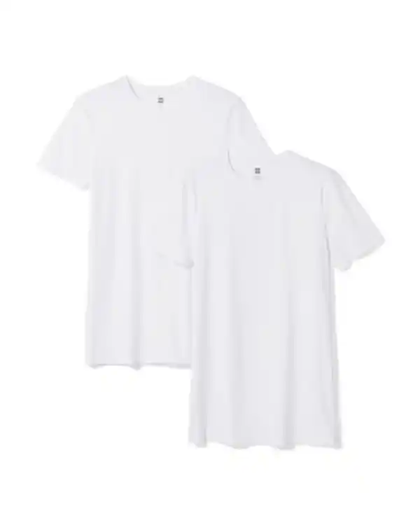 Bild 2 von Herren-T-Shirts, Slim Fit, O-Ausschnitt, extra lang – 2 Stück weiß