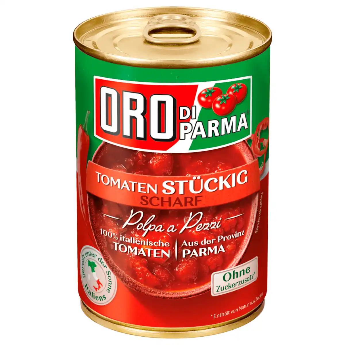 Bild 1 von Oro di Parma Stückige Tomaten scharf 400g