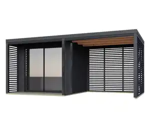 Karibu Modernes Gartenhaus »Horus Set« mit 2,5-m-Anbaudach und Dacheindeckung, 38 mm