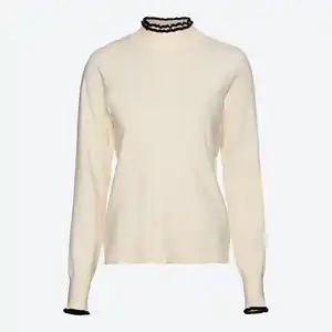 Damen-Feinstrickpullover mit Rüschen am Kragen