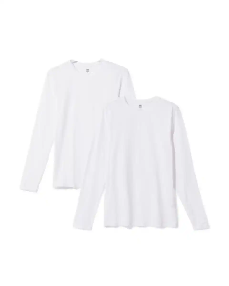 Bild 2 von Herren-T-Shirts, Langarmmodell, Slim Fit, O-Ausschnitt – 2 Stück weiß