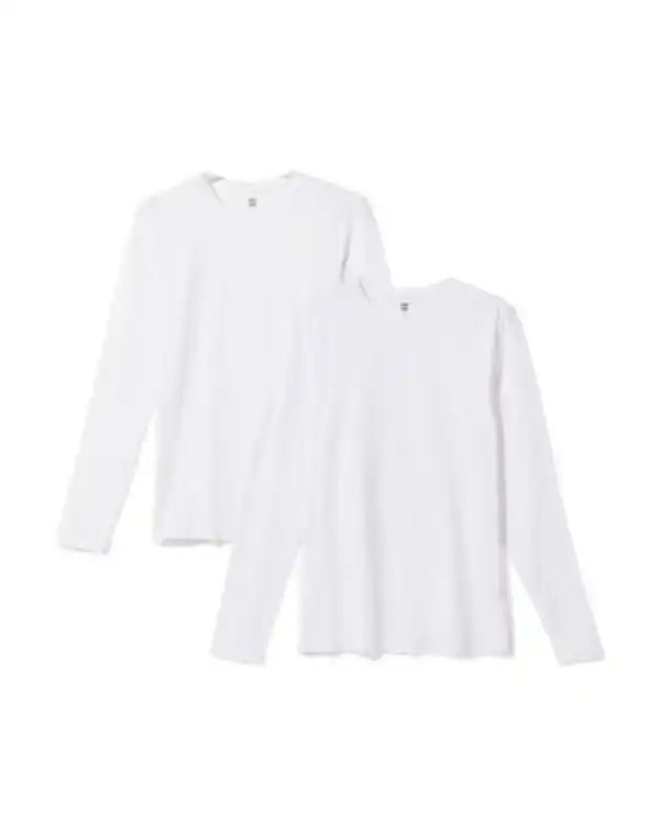 Bild 2 von Herren-T-Shirts, Langarmmodell, Slim Fit, O-Ausschnitt – 2 Stück weiß