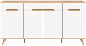 Sideboard Stockholm Weiß/Eiche, Weiß, Eichefarben