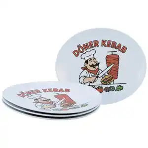 Creatable Grillteller Gourmet weiß, Mehrfarbig, Weiß, Keramik, 4-teilig, oval, stapelbar, Essen & Trinken, Geschirr, Teller