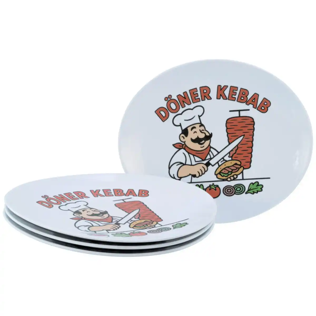 Bild 1 von Creatable Grillteller Gourmet weiß, Mehrfarbig, Weiß, Keramik, 4-teilig, oval, stapelbar, Essen & Trinken, Geschirr, Teller