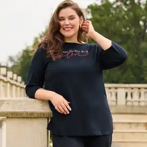Damen-Langarmshirt mit U-Bootausschnitt, große Größen