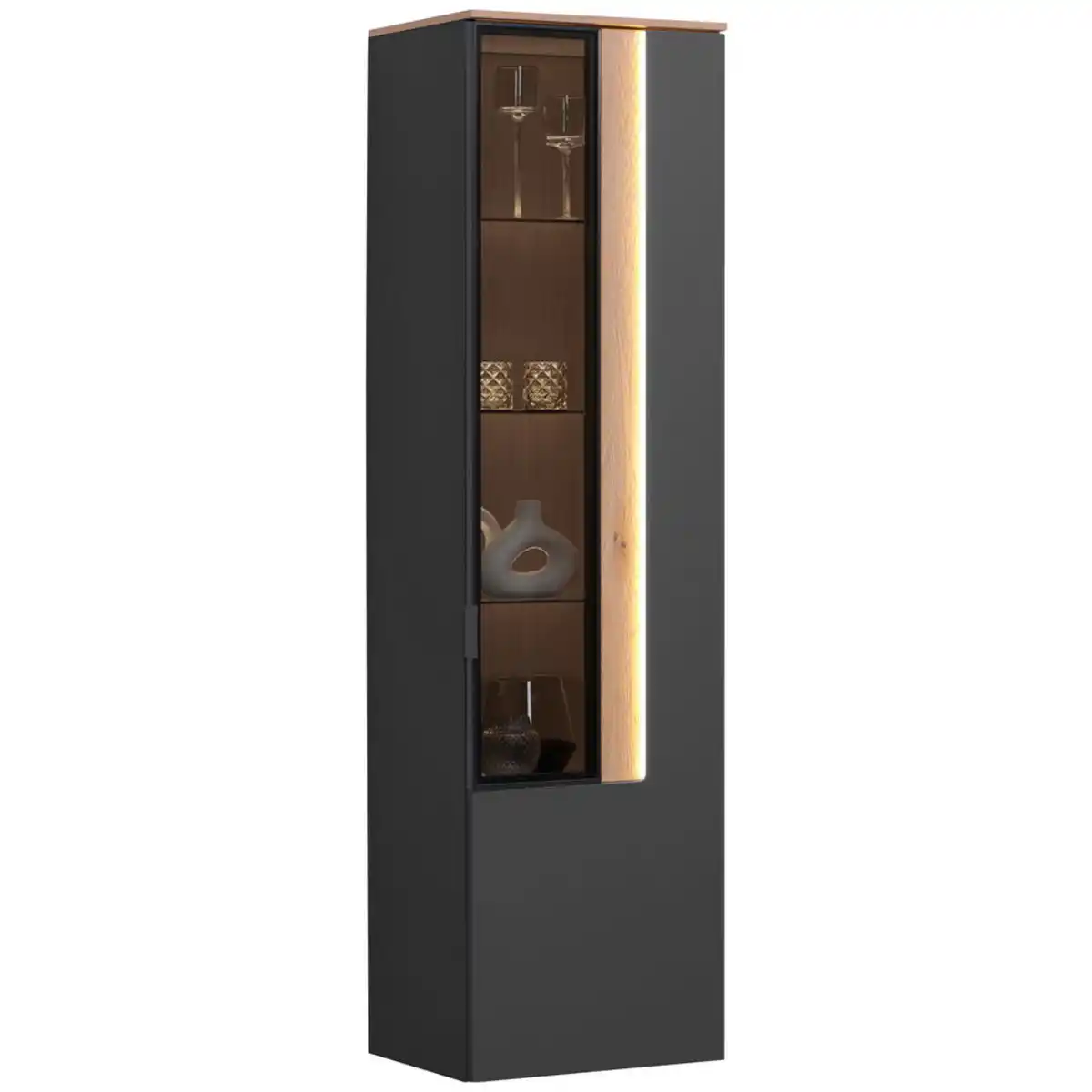 Bild 1 von Dieter Knoll Hängevitrine, Anthrazit, Eiche, Glas, furniert, 3 Fächer, 45x165x36 cm, Beimöbel erhältlich, in verschiedenen Holzdekoren erhältlich, Wohnzimmer, Wohnwände, Vitrinenschränke