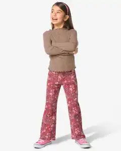 Kinderjeans weit, Blumen hellbraun