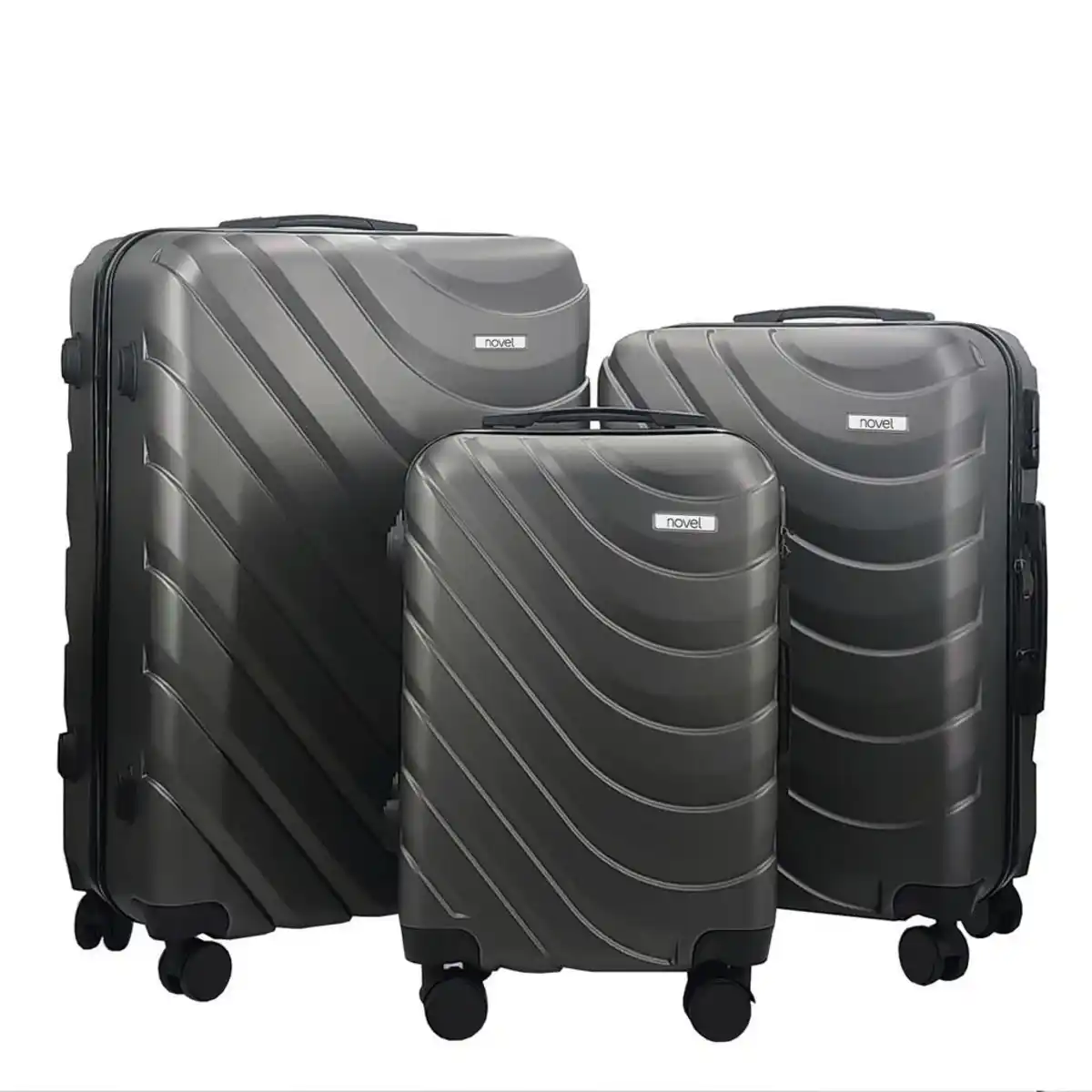 Bild 1 von Novel Reisekofferset, Dunkelgrau, Metall, Kunststoff, 3-teilig, Zahlenschloss, höhenverstellbarer Teleskopgriff, 360°-Rollensystem, Tragehenkel, Freizeit, Koffer & Taschen, Reisekoffer-Sets