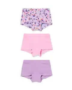 Kinder-Boxershorts aus Baumwollstretch, Blumen – 3 Stück rosa
