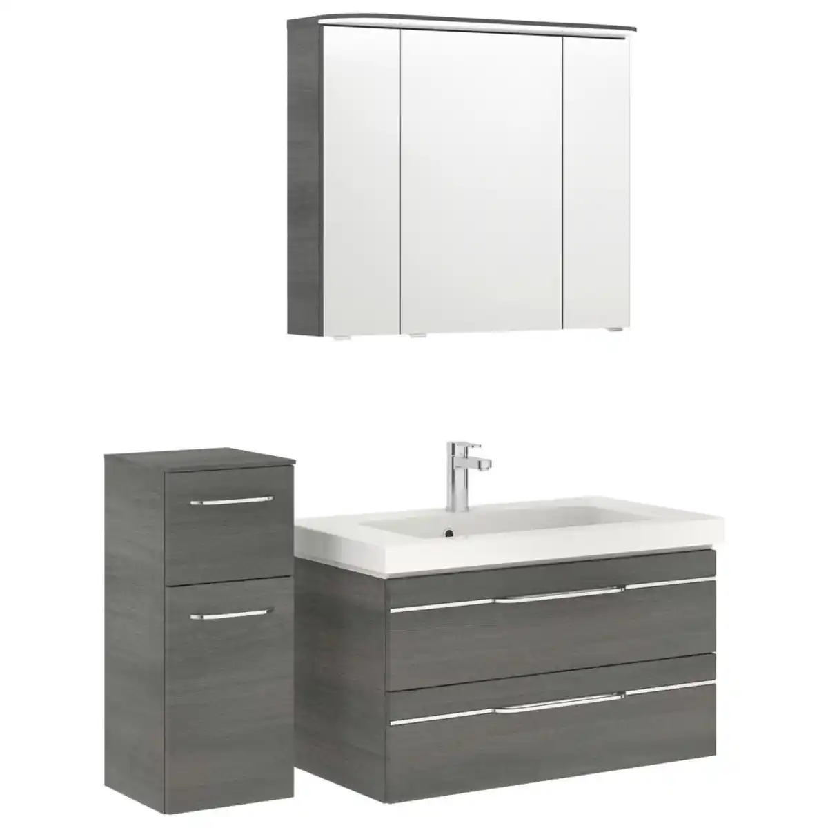 Bild 1 von Pelipal Badezimmer Balto, Graphit, Metall, 4-teilig, 7 Fächer, insgesamt: 3 Schublade(n),2 Schublade(n) Schubladen, 122 cm, Made in Germany, hängend, Typenvielfalt, Badezimmer, Badmöbelsets & Badm