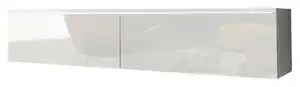 TV-Lowboard mit LED ca. 140x30 cm Weiß Hochglanz, Weiß Hochglanz