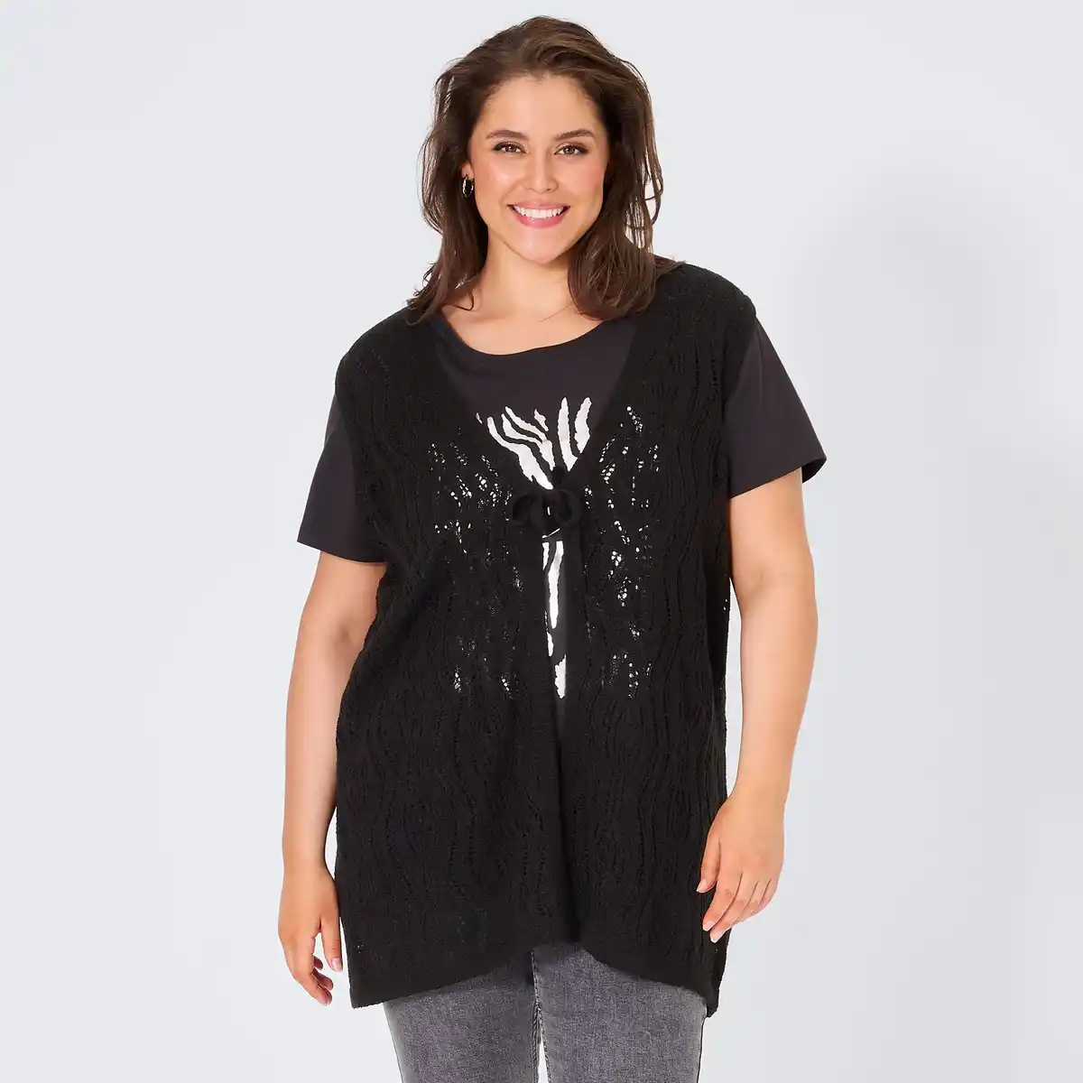 Bild 1 von Damen-Weste mit Ajour-Strick-Design, große Größen