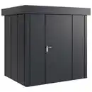 Bild 1 von Gerätehaus, Anthrazit, Metall, 229x220x181 cm, innenseitige Entriegelungsmöglichkeit, wartungsfrei, Dachvorsprung, ohne Boden, Türe mit Gasdruckfeder, umfangreiche Grundausstattung, integrierter W